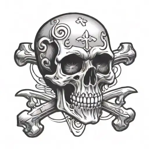 Y2k Emo Skull With Cross Bones With Heart Eyes