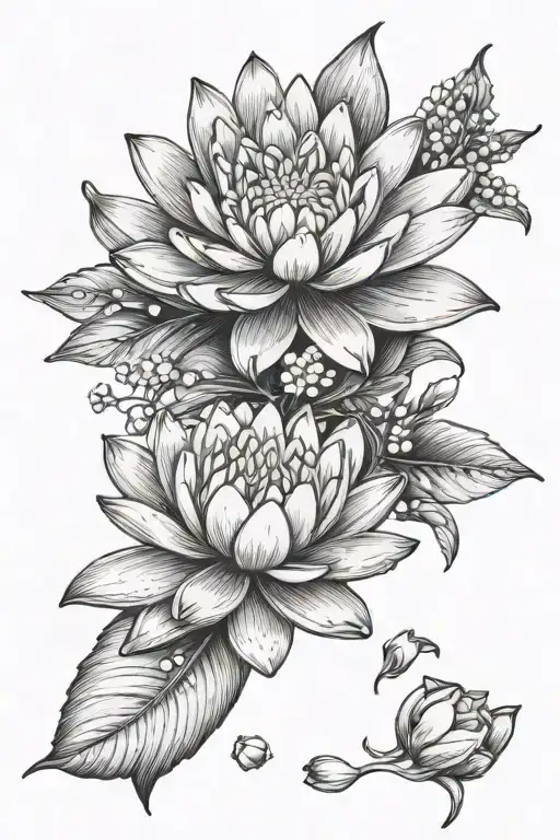 Water Lily Flower With Lily Of The Valley Flower