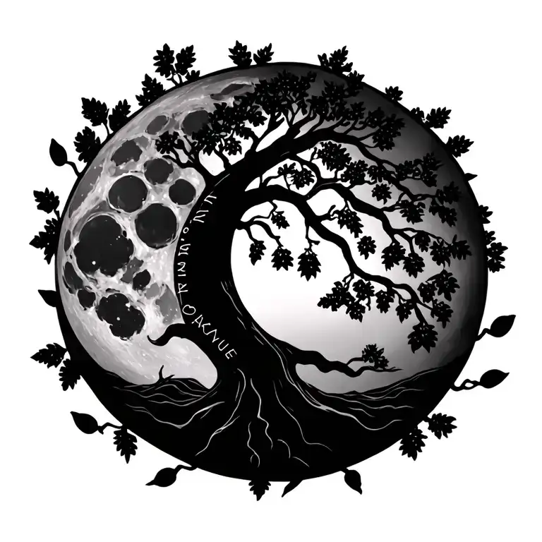 Moon With A Family Tree Connecting To Family Names