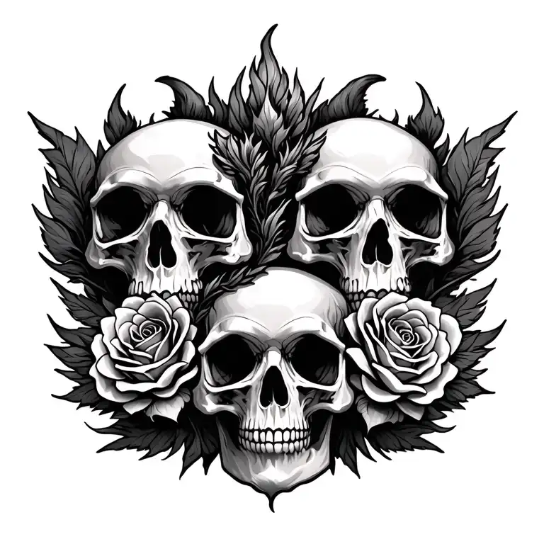 Phoenix Roses Fire Book Skulls