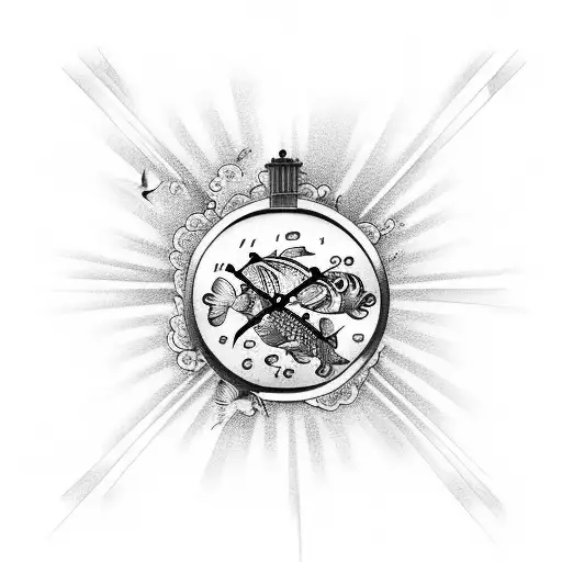 Clock With A Koi Fish In Centre