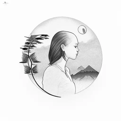 A Black And Grey Tattoo Of A Best Friend Silhouette Watching A Beautiful Sunset Together