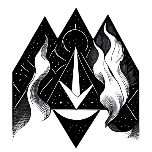 Simple Minimalist Modern Line Tattoo With 3 Triangles Representing The Element Of Fire In Astrology