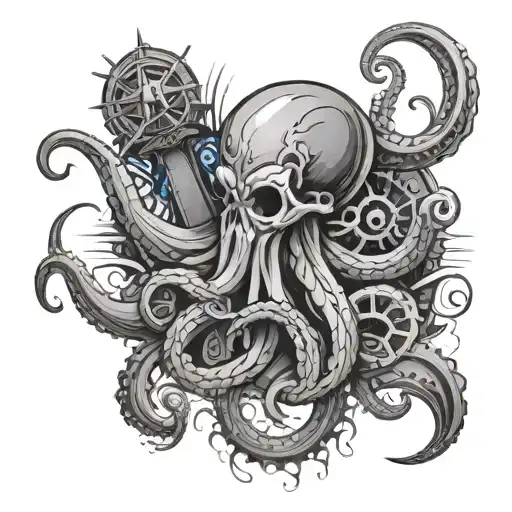 Kraken With Compas And Anchor Intertwined Symbolizing The Client's Love
