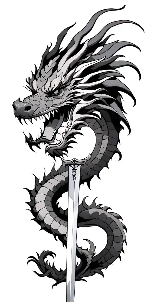 Dragon With Samurai Sword