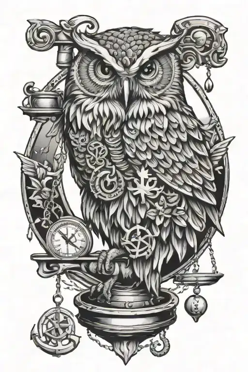 Owl And Lion And Anchor And A Balance Scale Balanced