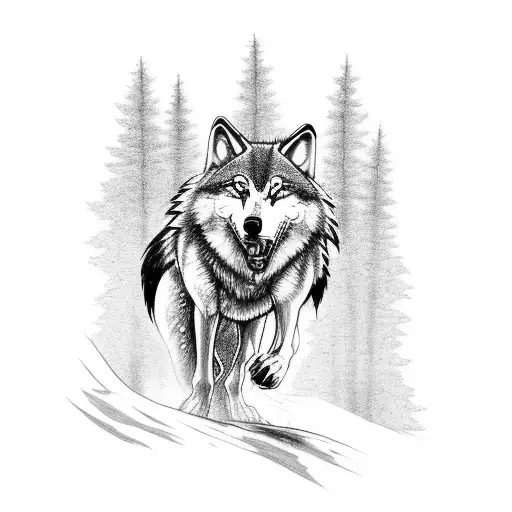 A Wolf Riding A Dirtbike Through A Forest