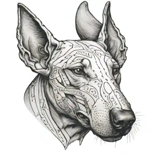 Bull Terrier Being Anubis