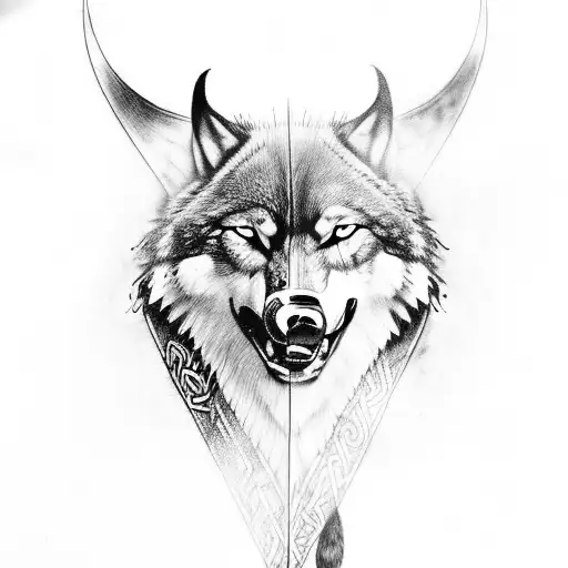Viking With Wolf And Runes