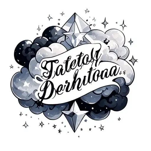 Stars And Clouds With Crystal Name Written