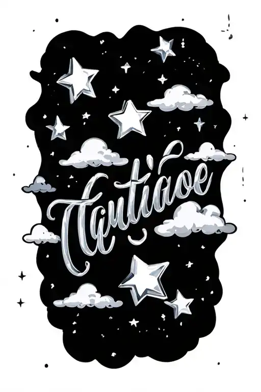 Stars And Clouds With Crystal Name Written