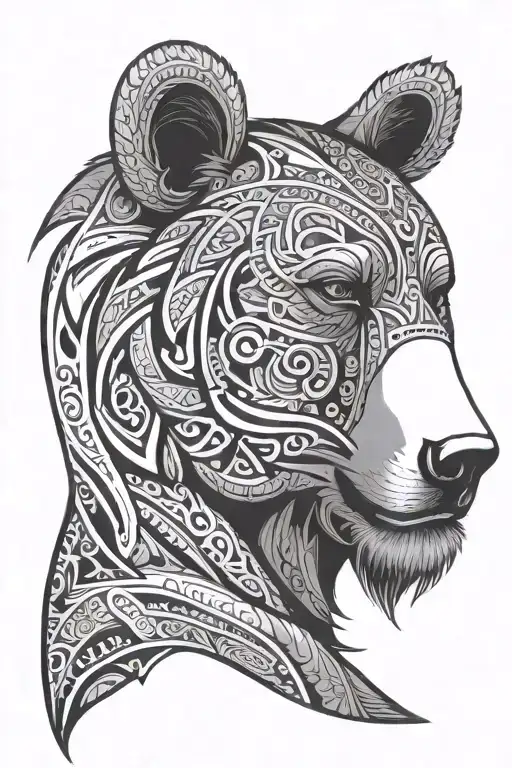 Polynesian Bear Head Profile Holding