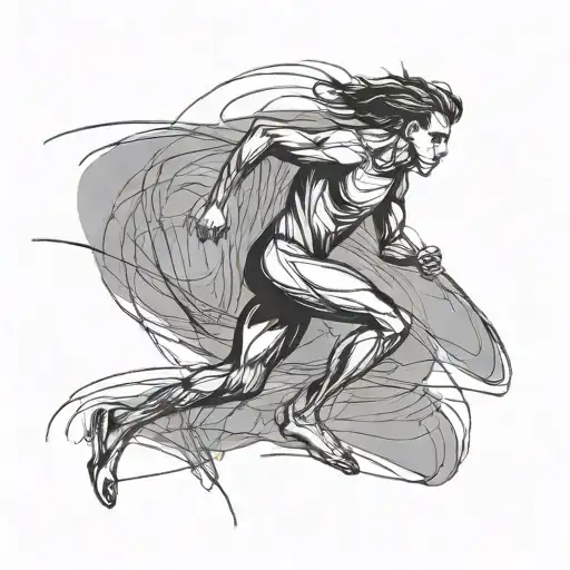 One Line Human Running Clipart