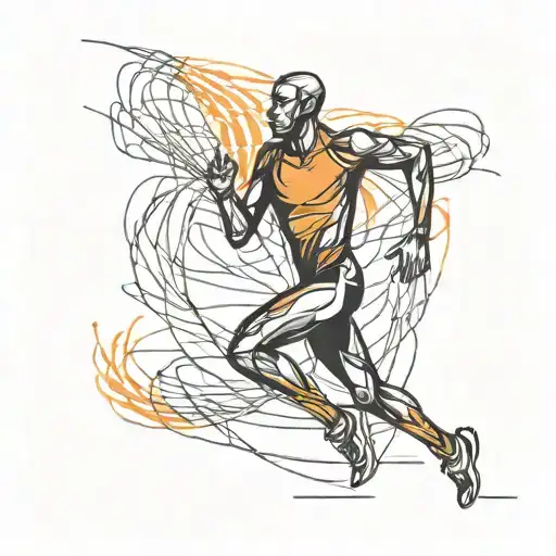 One Line Simple Orange Human Running Clipart