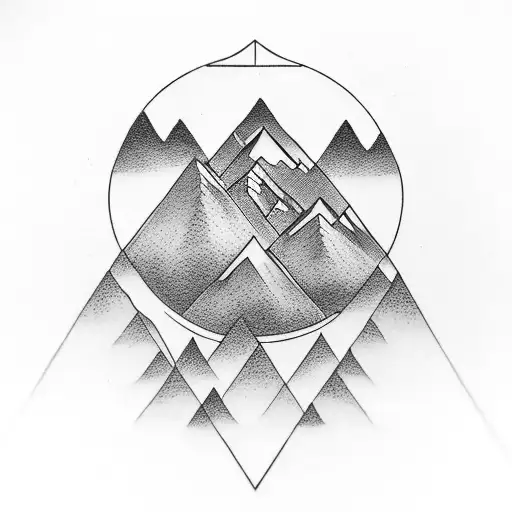 Balance Symbol Incorporating Elements Of Nature Like Trees And Mountains