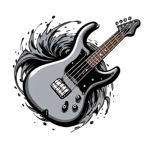 Bass Guitar Outline And Hurricane Swirling