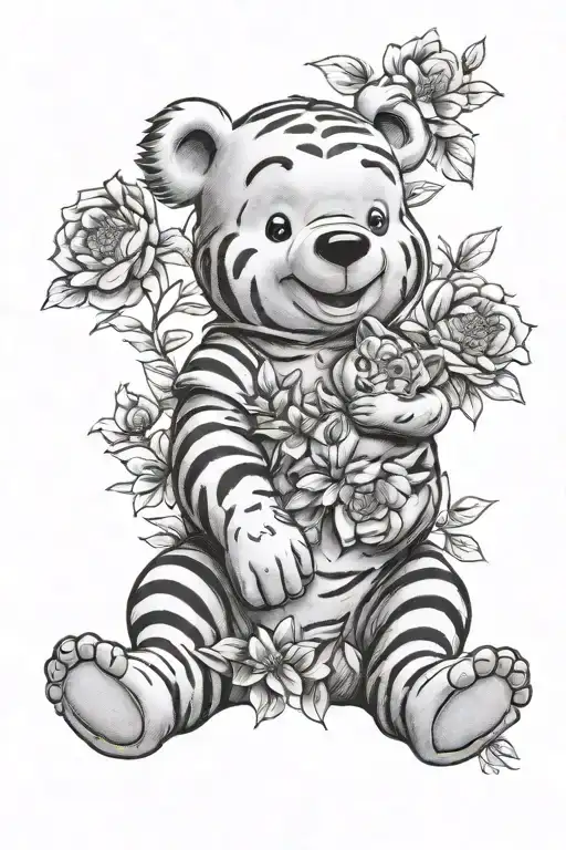 Footprint Baby Birthflower Winnie Pooh Tiger Full Body