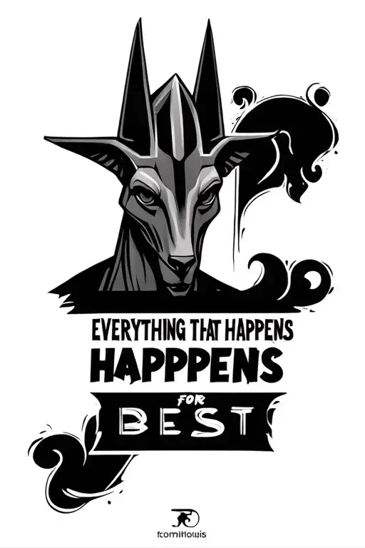 Anubis Image Add The Text Everything That Happens Happens For The Best With Manuscript Font