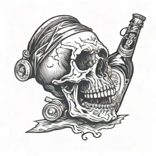 Tv Screen Beer Bottle Morphing Skull