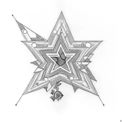 A Tattoo Design Featuring A Jewish Star Made Out Of Intricate Circuit Board Patterns