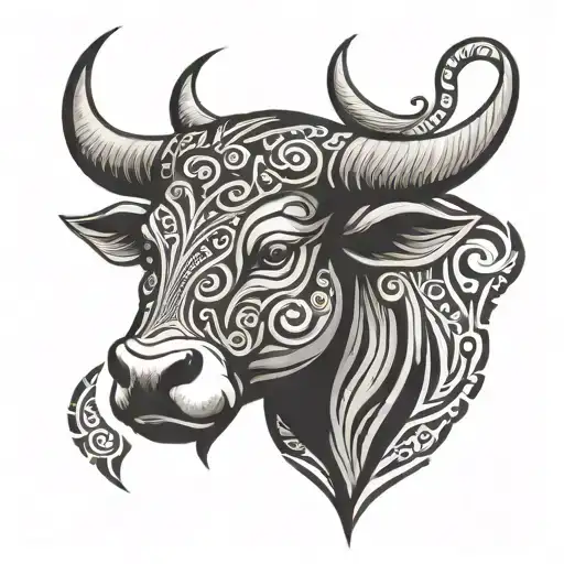 Taurus Zodiac With Tribal Tattoo Design