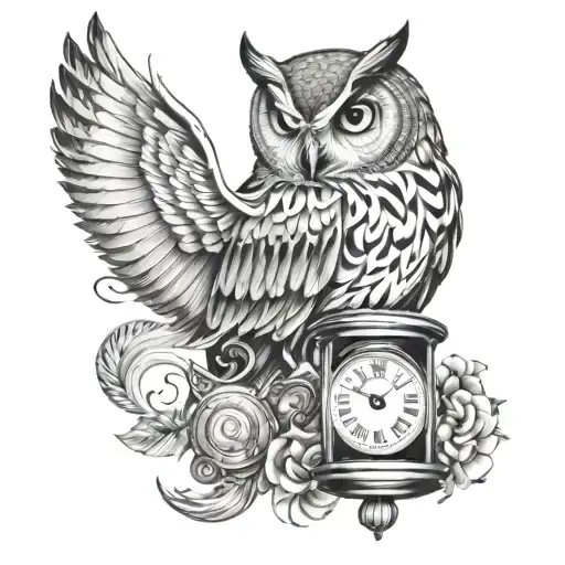 Owl And Time Glass