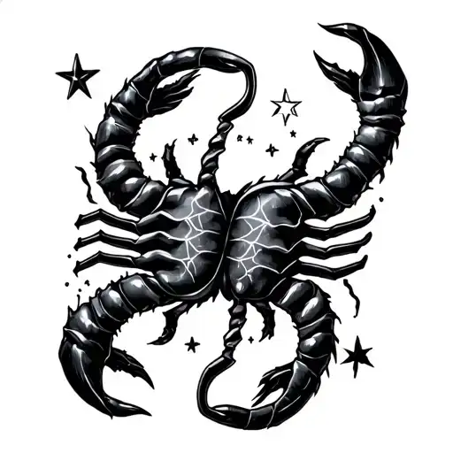 Libra And Scorpio Constellation Stars Intertwined