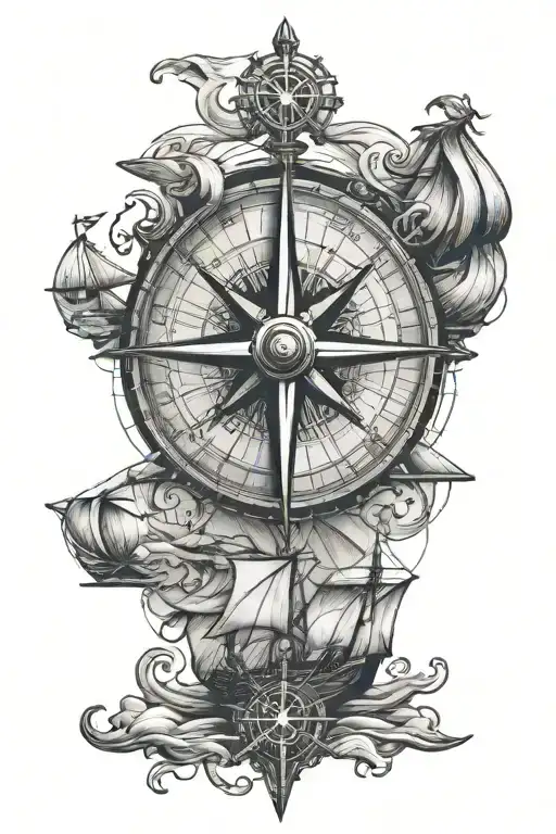 Portuguese Ship Sailing And Nautical Compass