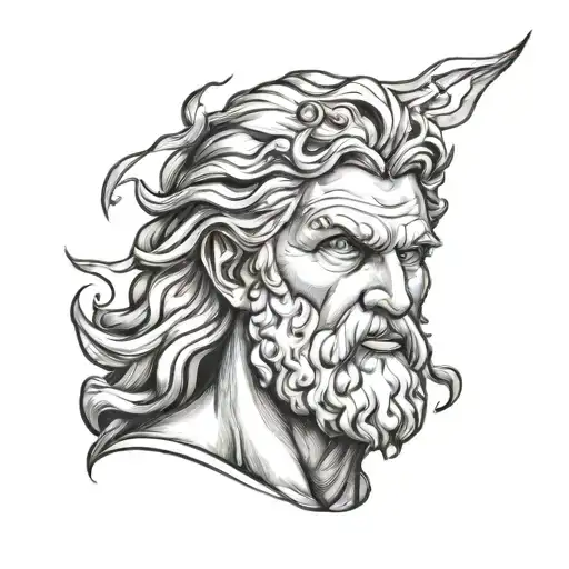 Zeus With Lightning Realistic Portrait