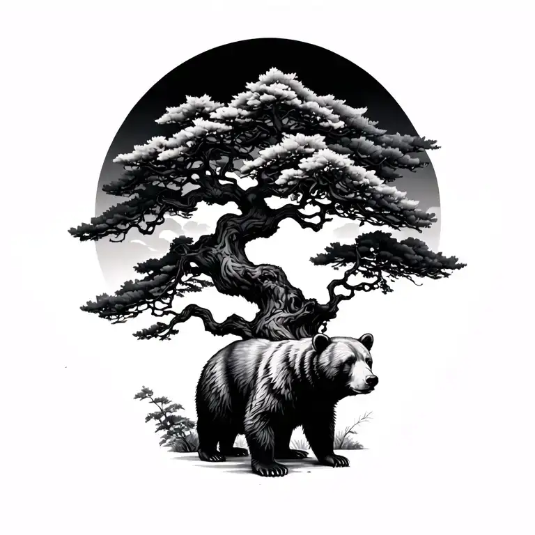 A Bear Under A Bonsai Tree