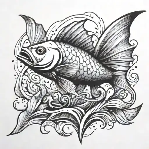 Fish With Angel Wings Jumping Out Of Water