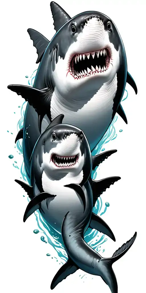 Sharks Swimming Together