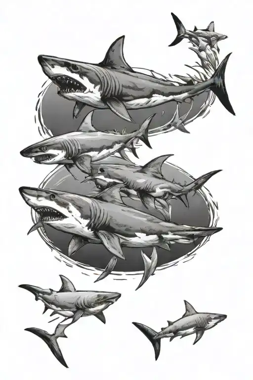 Sharks Swimming In A Circle Around A Trition