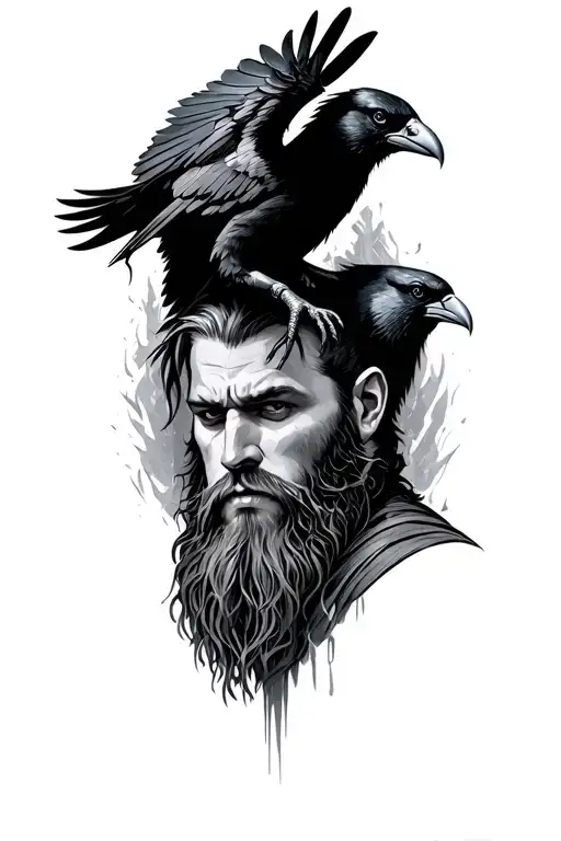 Ragnar Lothbrok With A Crow And Flashing In The