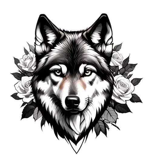 Wolf Blended By Roses