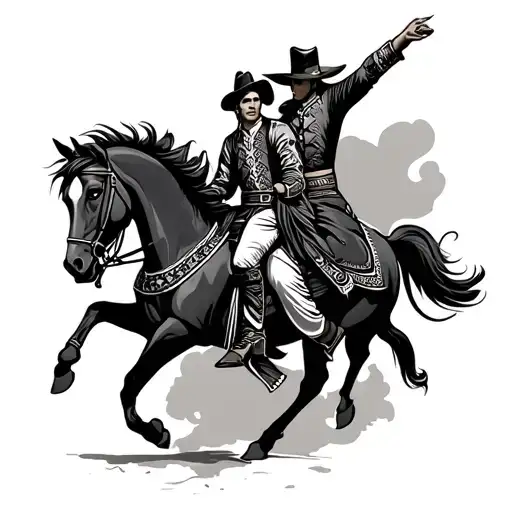 It Is A Tattoo Of A Black Charro With Chivarras Dancing Without A Horse