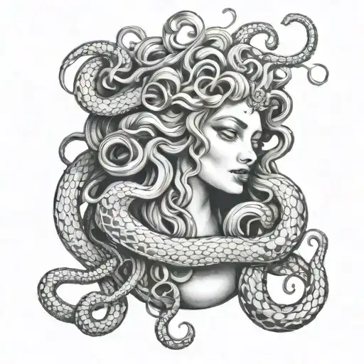 Medusa With Snakes Wrap Another