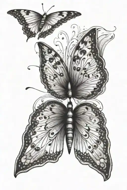 One Butterfly With Equal Design On Each Wing Showing Closed Eyes On Each Wing