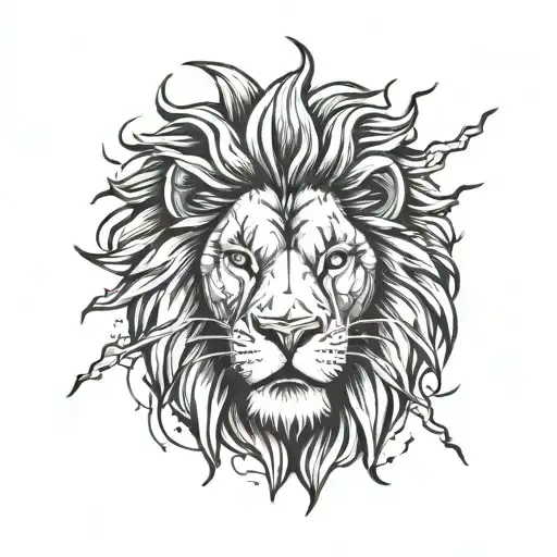Lion Face Inside Of A Lightning Bolt