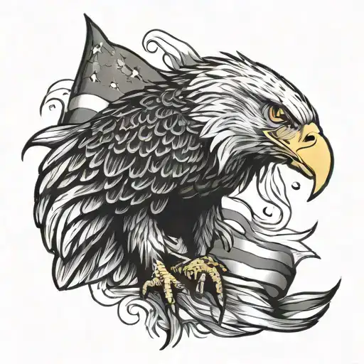 Bald Eagle And American Flag Mixed