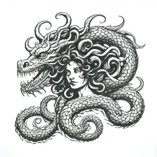 Black Medusa's With Dragon Flying