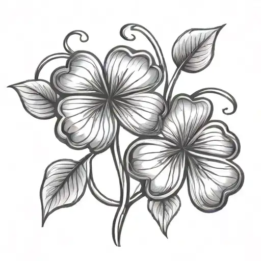 Two Four Leaf Clovers Intertwined