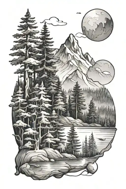 Forest And Mountain Landscape