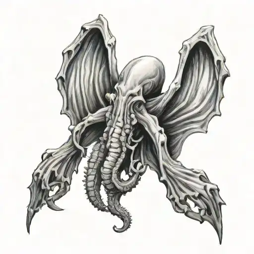 Black And Grey Batwing Cthulu Sleeve