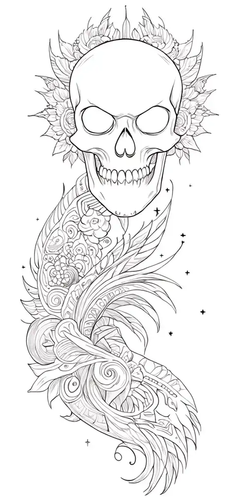 Arm Sleeve Skull Face And Maori And Universe