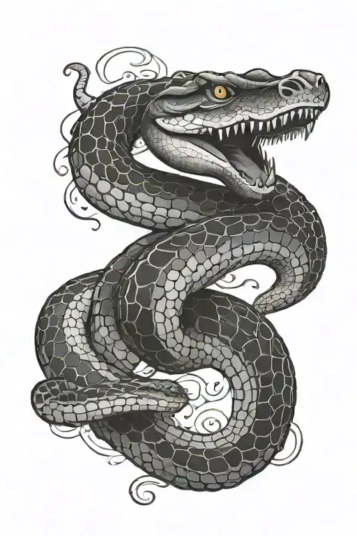 Snake Over Crocodale