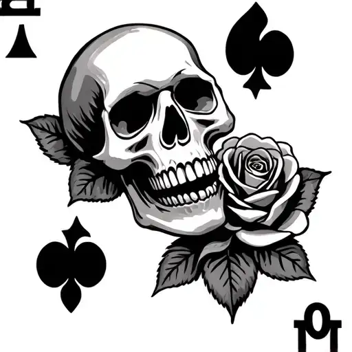Roses Skulls Money Ace Card