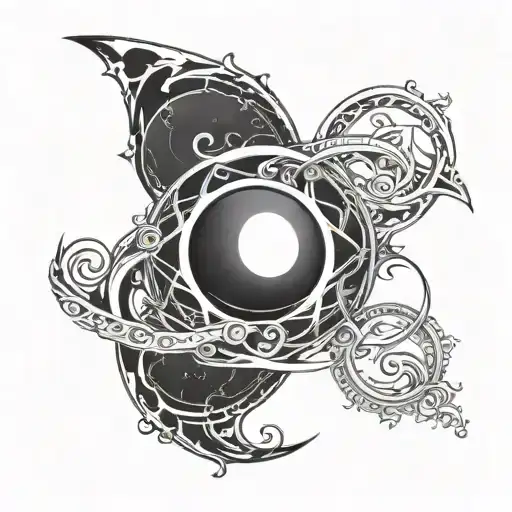 Infinity Logo With Black Sun On The Left And A Black Moon On The Right Very Simple