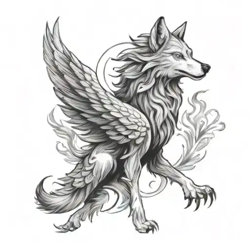 Wolf With Phoenix