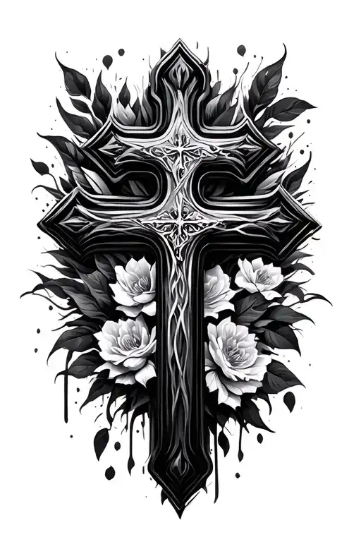 Cross With Aesthetic Background Black